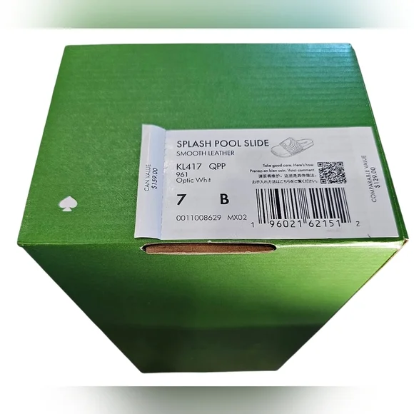 Kate Spade New York Splash Pool Slide Smooth Leather, Size 7 Optic White, New - Picture 7 of 9